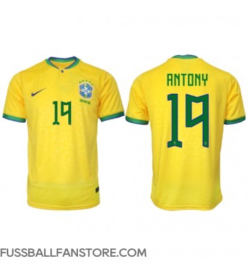 Brasilien Antony #19 Replik Heimtrikot WM 2022 Kurzarm